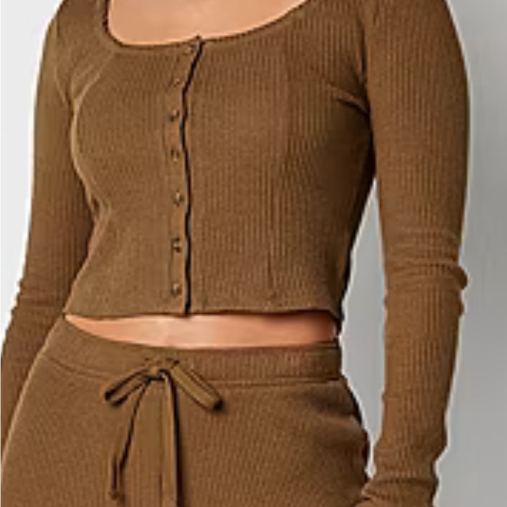 Arizona Womens XXL Scoop Neck Long Sleeve‎ Crop Top Thermal Comfy Leisure Shirt